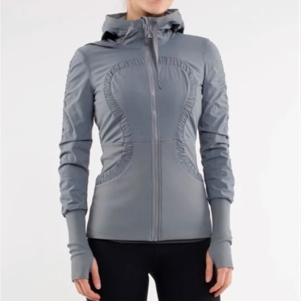 SOLDLULULEMON Dance Studio Jacket II Hoodie Ruched Reversible Blurred Grey SZ